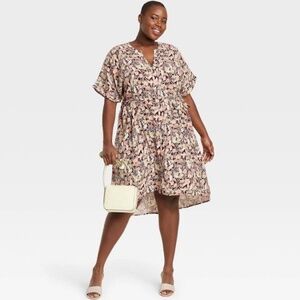 Ava & Viv Burgundy Floral Shirtdress NWT Size 2X